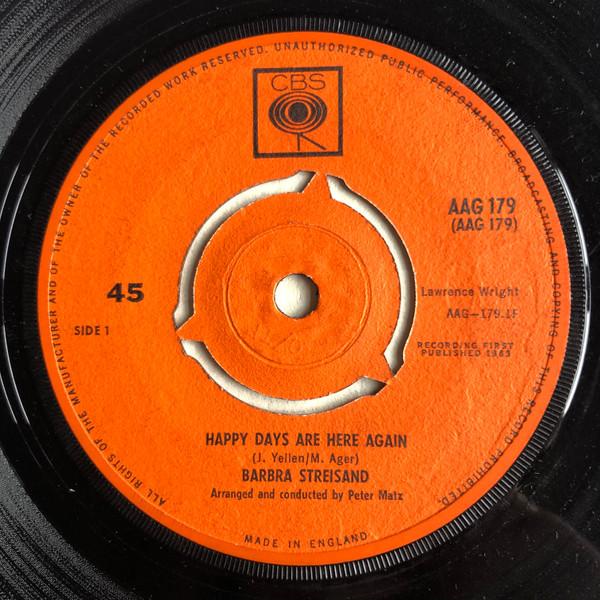 Barbra Streisand - Happy Days Are Here Again / Down With Love