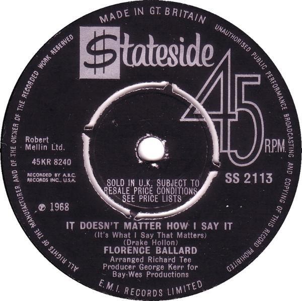 Florence Ballard - It Doesn't Matter How I Say It (It's What I Say That Matters)