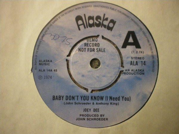 Joey Dee (2) - Baby Don't You Know (I Need You) / Half Moon
