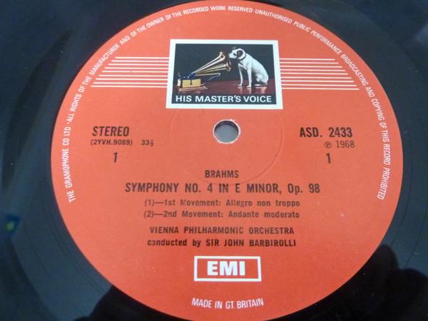 Johannes Brahms, Sir John Barbirolli, Wiener Philharmoniker - Symphony No. 4 In E Minor, Op. 98 / Academic Festival Overture