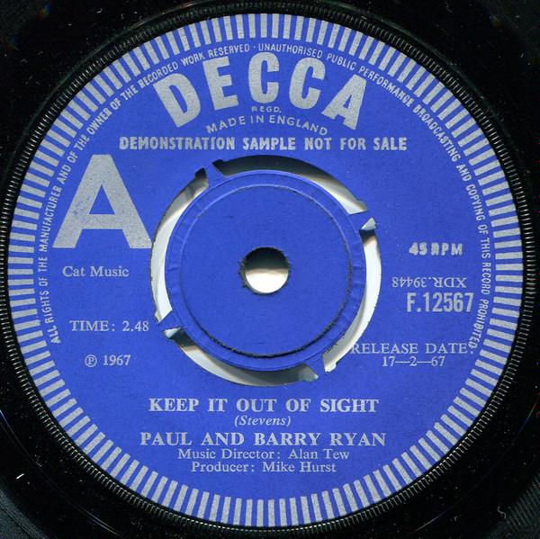 Paul & Barry Ryan - Keep It Out Of Sight / Who Told You?