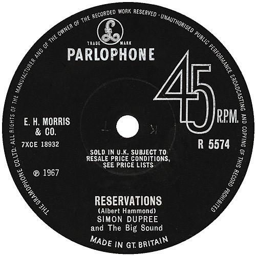 Simon Dupree And The Big Sound - Reservations / You Need A Man