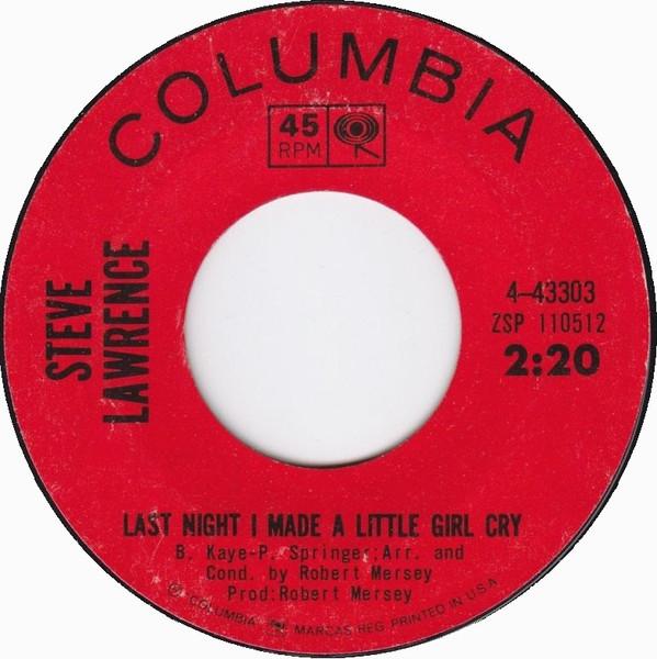 Steve Lawrence (2) - Last Night I Made A Little Girl Cry