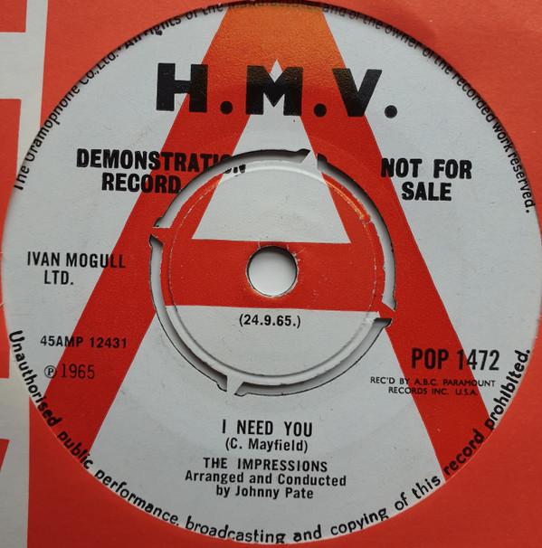 The Impressions - I Need You / Never Could You Be
