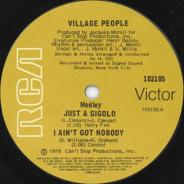 Village People - Just A Gigolo / I Ain't Got Nobody / Macho Man