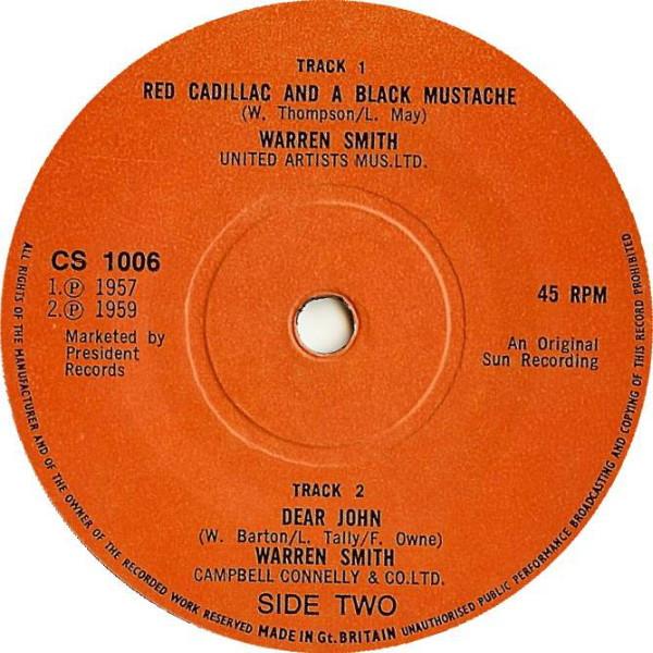 Warren Smith (3) - Red Cadillac And A Black Mustache / Dear John